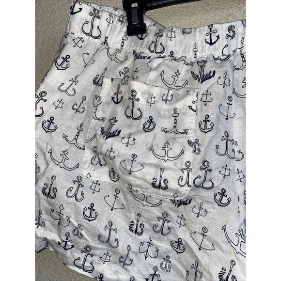 linen shorts Anchor Boat Nautical XL Elastic Waist Liz Claiborne Beach Lake - Picture 8 of 10